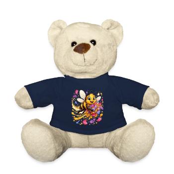 bee honey beekeeper honeycomb flowers meadow insect - Teddy Bear - french navy - Front