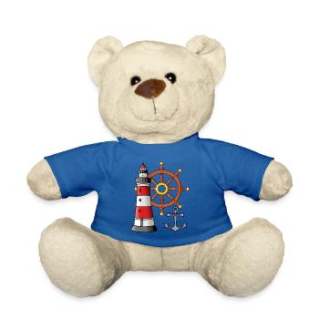 Leuchtturm Steuerrad Anker Maritim Seemann Ahoi - Teddy - Königsblau - Vorne