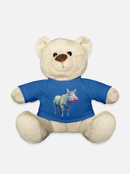 Schwein und Pferd - Regenbogen Moderne Kunst - Teddy - Königsblau