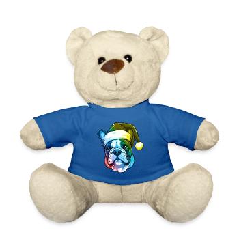 French Bulldog Dog Head Christmas Colorful - Teddy Bear - royal blue - Front