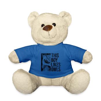 Un garçon aime les hiboux, la faune, la nature, - Nounours - bleu roi - Devant