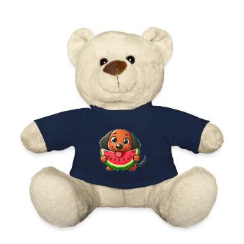 Cooler Dackel Wassermelone Cartoon Sommer Comic - Teddy - French Navy - Vorne