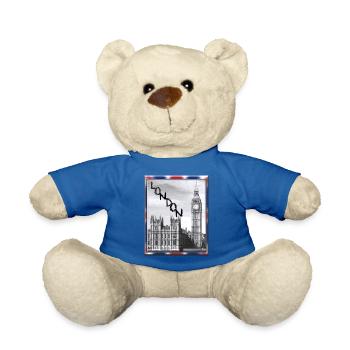 London Big Ben Union Jack - Teddy Bear - royal blue - Front