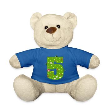 5th Birthday Young Girl 5 years Farmer Farmer - Teddy Bear - royal blue - Front
