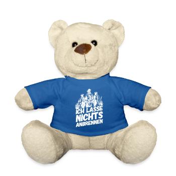 Feuerwehr Sprüche Anbrennen - Teddy - Königsblau - Vorne