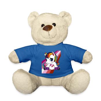 Einhorn mit Lesben Flagge Herz - LGBTQ Lesben - Teddy - Königsblau - Vorne