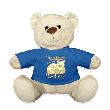 Papa und Tochter durch dick & dünn Katze - Teddy - Königsblau - Vorne
