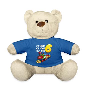 Choo Choo ich bin 6 Jahre Zug 6. Geburtstag - Teddy - Königsblau - Vorne