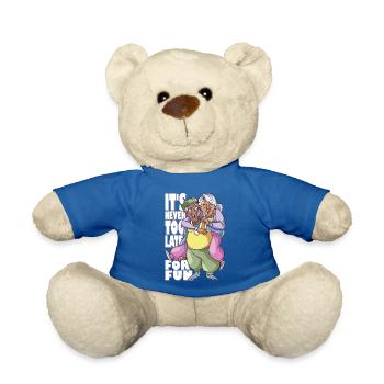 It's never too late to the funny retired Joy - Teddy Bear - royal blue - Front