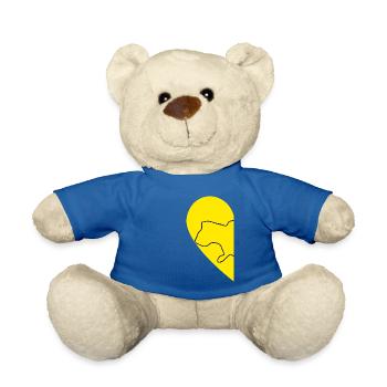Ukraine Contour Map Love for the couple Heart Flag - Teddy Bear - royal blue - Front