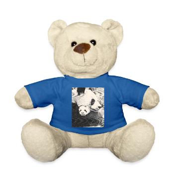 Panda Mama mit Baby, schwarz weiß, bnw - Teddy - Königsblau - Vorne