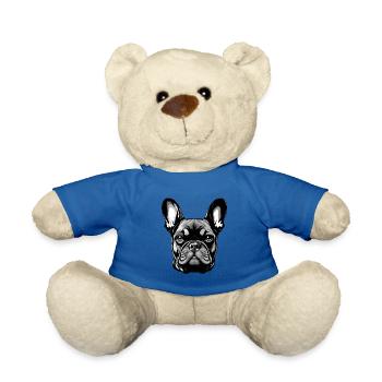 Französische Bulldogge Hund Kopf Porträt - Teddy - Königsblau - Vorne
