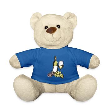 wine glass wine grapes wine - Teddy Bear - royal blue - Front