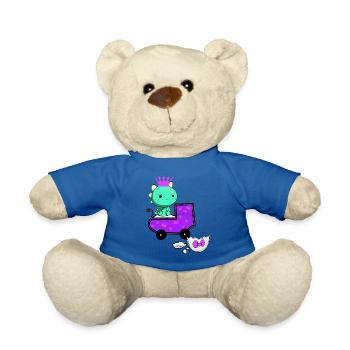 Drache Schwanger Eierschale Ei schlüpfen Baby - Teddy - Königsblau - Vorne