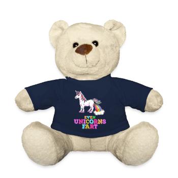 Furz Einhorn Regenbogen Pferd Mädchen Pups Pyjama - Teddy - French Navy - Vorne