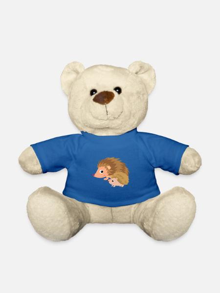 Hérisson avec bébé hérisson - Nounours - bleu roi