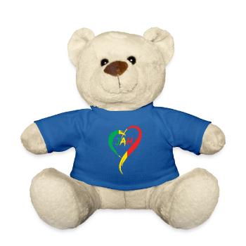 Love Jah Print Rasta Reggae flag Heart Gift for - Teddy Bear - royal blue - Front