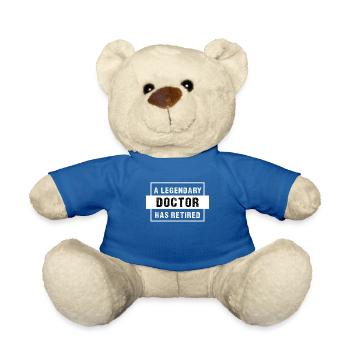 Doctor Retirement Gift. Retired Doctor, medical - Teddy Bear - royal blue - Front