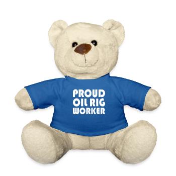 Oil rig oil gas workers drilling oil platform - Teddy Bear - royal blue - Front