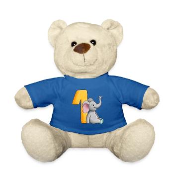 1er anniversaire éléphant - Nounours - bleu roi - Devant