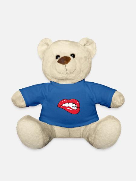 rote Lippen - Teddy - Königsblau