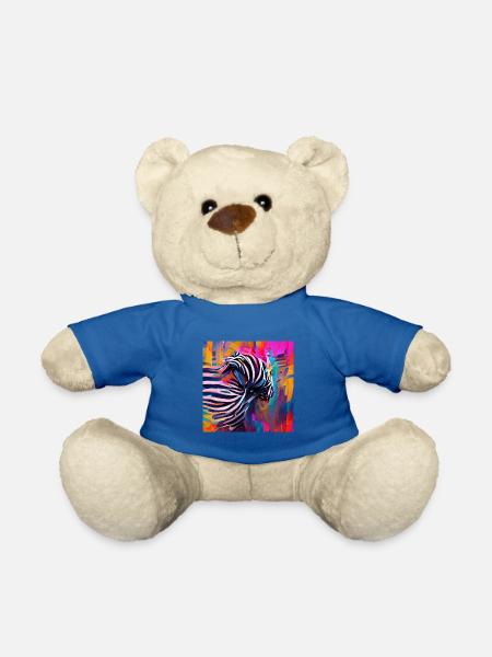 Abstract Rushing Zebra - Teddy Bear - royal blue