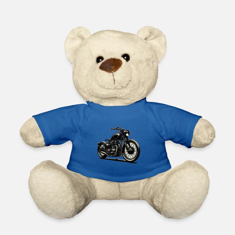 Motorrad Grafik, Vintage - Teddy - Königsblau