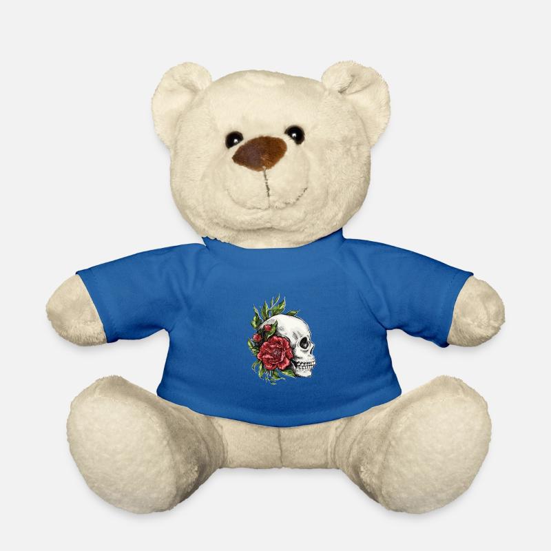 Schädel mit Blumen Bestes Geschenk - Teddy - Königsblau