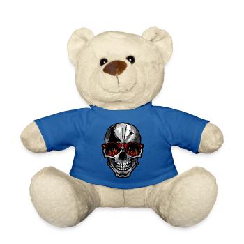 Totenkopf Schädel Crane skull Lünette runde Flamme Feuer - Teddy - Königsblau - Vorne