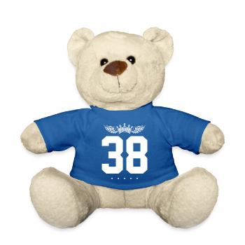 38 Number crown - Teddy Bear - royal blue - Front