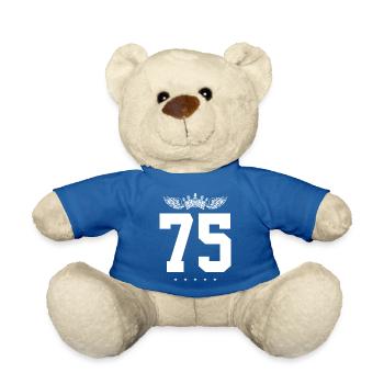 75 Number crown - Teddy Bear - royal blue - Front
