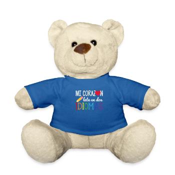 Mi corazon late en dos idiomas, bilingual Spanish - Teddy - Königsblau - Vorne