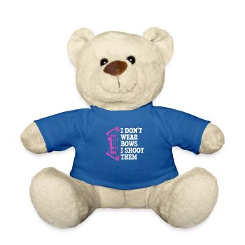 i don't wear bows, girl archery - Teddy Bear - royal blue - Front