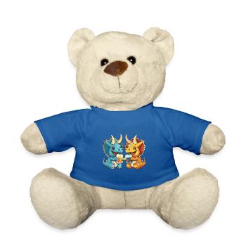 Dinosaur triceratops beer boozing - Teddy Bear - royal blue - Front