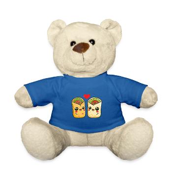 Burrito Couple Amour Coeur Drôle - Nounours - bleu roi - Devant