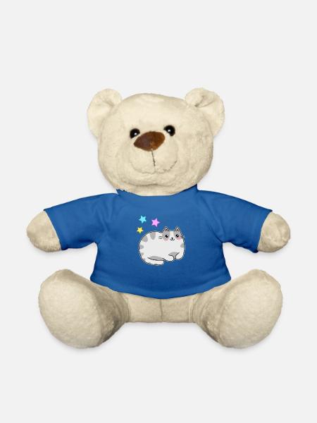 Mignon chat et étoiles kawaii - kawaii - Nounours - bleu roi