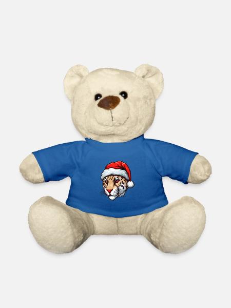 Portrait de Noël tête de guépard - Nounours - bleu roi