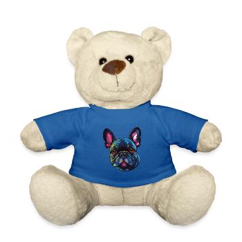 Französische Bulldogge Hund Kopf - Teddy - Königsblau - Vorne