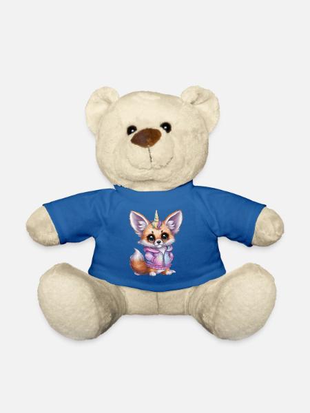 Fennek Wüstenfuchs mit coolem Einhorn Outfit - Teddy - Königsblau