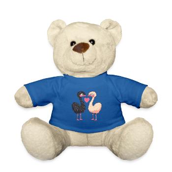 Ostrich Comic Couple Love - Teddy Bear - royal blue - Front