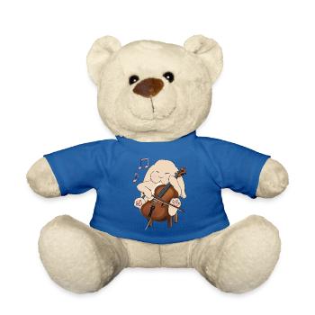 Mignon violoncelle jouant lapin style kawaii - Nounours - bleu roi - Devant