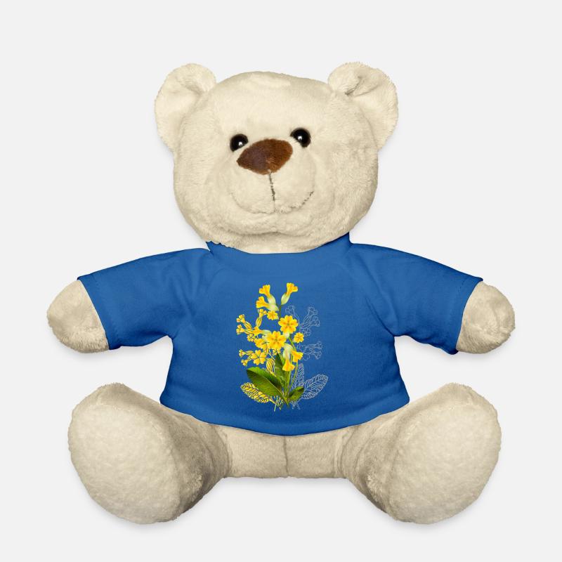 Schlüsselblume Illustration–Teilkoloriertes Design - Teddy - Königsblau