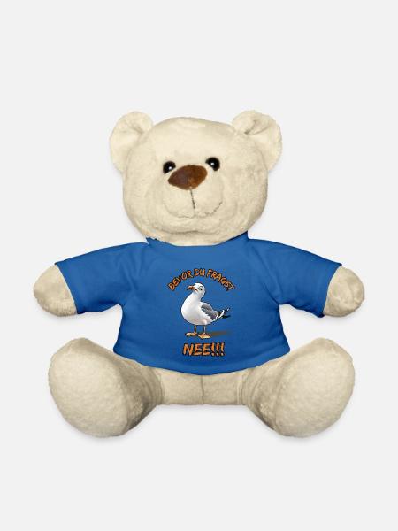 Lustiger Spruch mit Möwe Bevor du fragst Nee !!! - Teddy - Königsblau