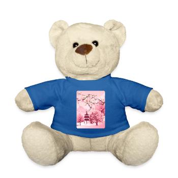 Art japonais de fleur de cerisier japonais - Nounours - bleu roi - Devant