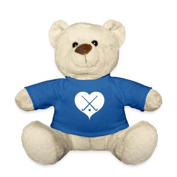 Hockey stick with heart field hockey - Teddy Bear - royal blue - Front
