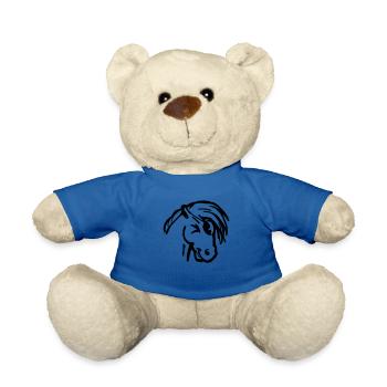 Zwinkern Pony frech Pferdekopf Geschenk lustig - Teddy - Königsblau - Vorne