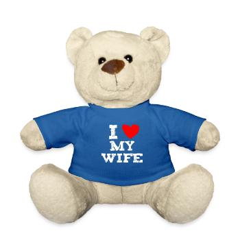 I love my wife funny gift women men - Nounours - bleu roi - Devant