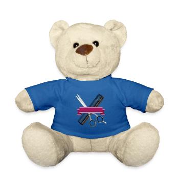 Ciseaux de coiffure avec peigne et ruban violet - Nounours - bleu roi - Devant