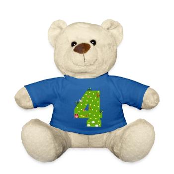 4th birthday Young girl 4 years Farmer Farmer - Teddy Bear - royal blue - Front