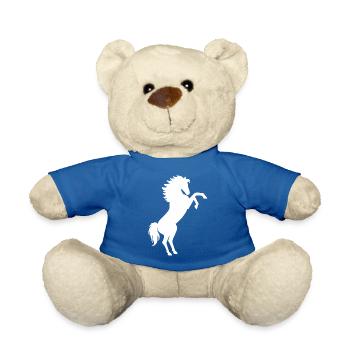 Steigendes Pferd Geschenk - Steigender Schimmel - Teddy - Königsblau - Vorne